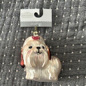 NWT Target Wondershop  Dog Ornament with pink glitter bow